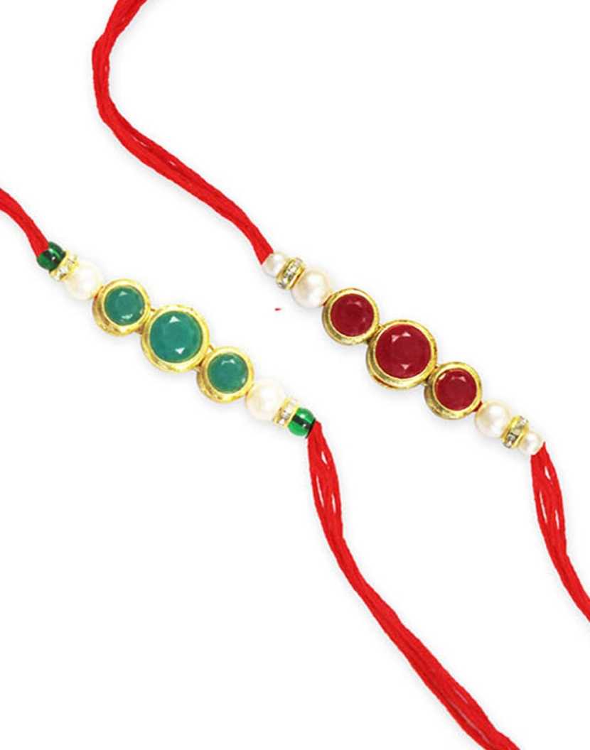 Karatcart Gold-Plated Kundan Rakhi Set of 2