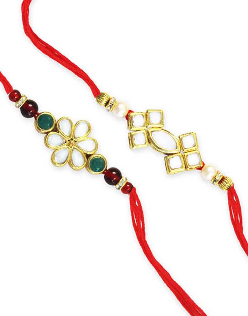 Karatcart Gold-Plated Kundan Rakhi Set of 2