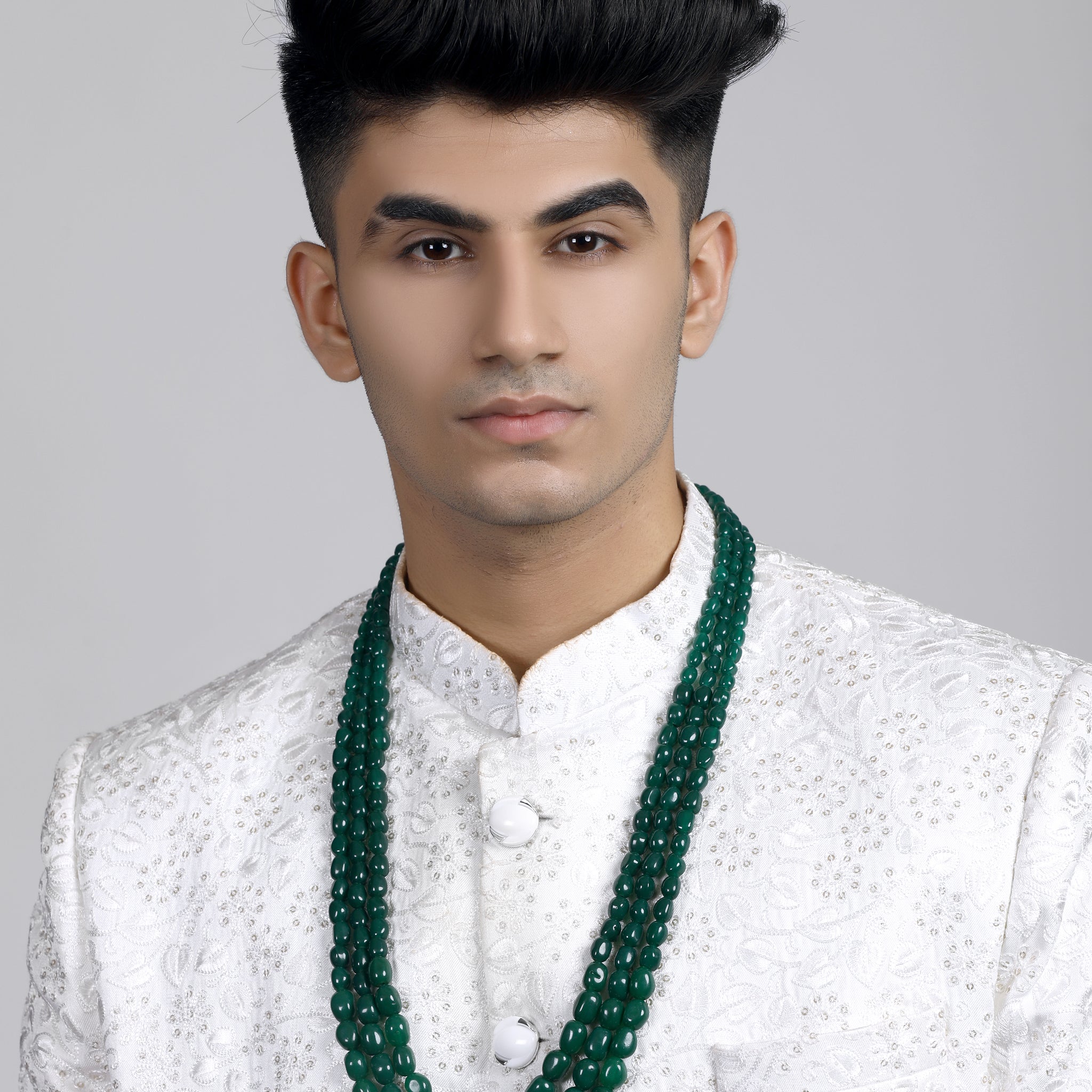 Traditional Green Beads Maharaja Moti Mala for Men