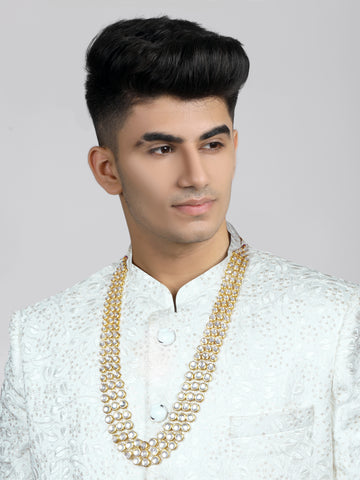 Traditional Gold Plated Kundan Maharaja Moti Mala for Men