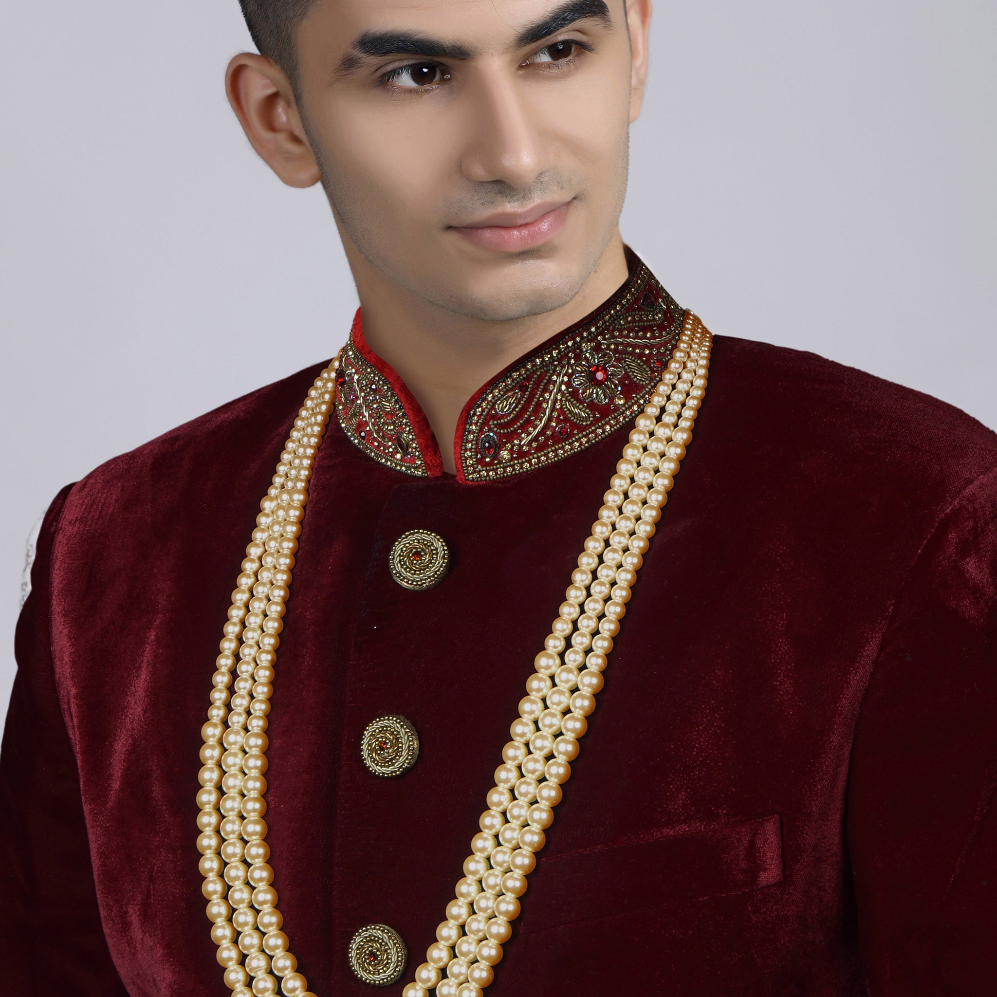 Traditional Gold Tone Maharaja Moti Mala for Men