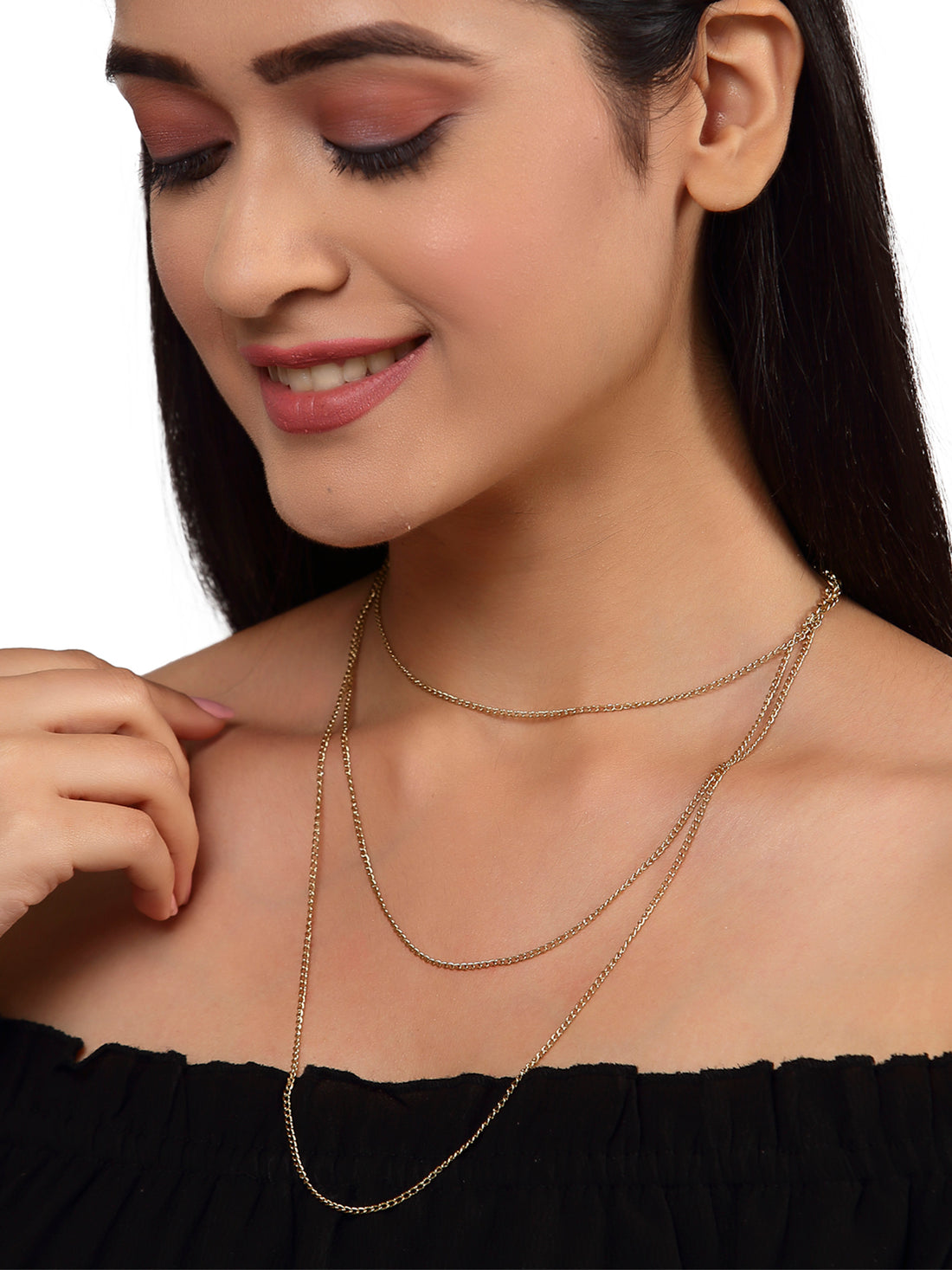 Multilayered Gold Plated Chains for Women