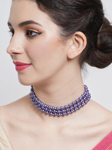 Violet Pearl Beaded Choker Necklace