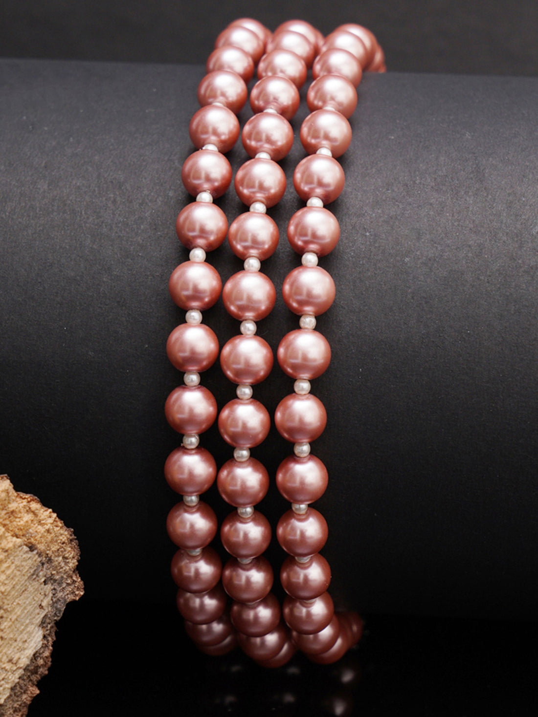 Rose Gold Pearl Beaded Choker Necklace