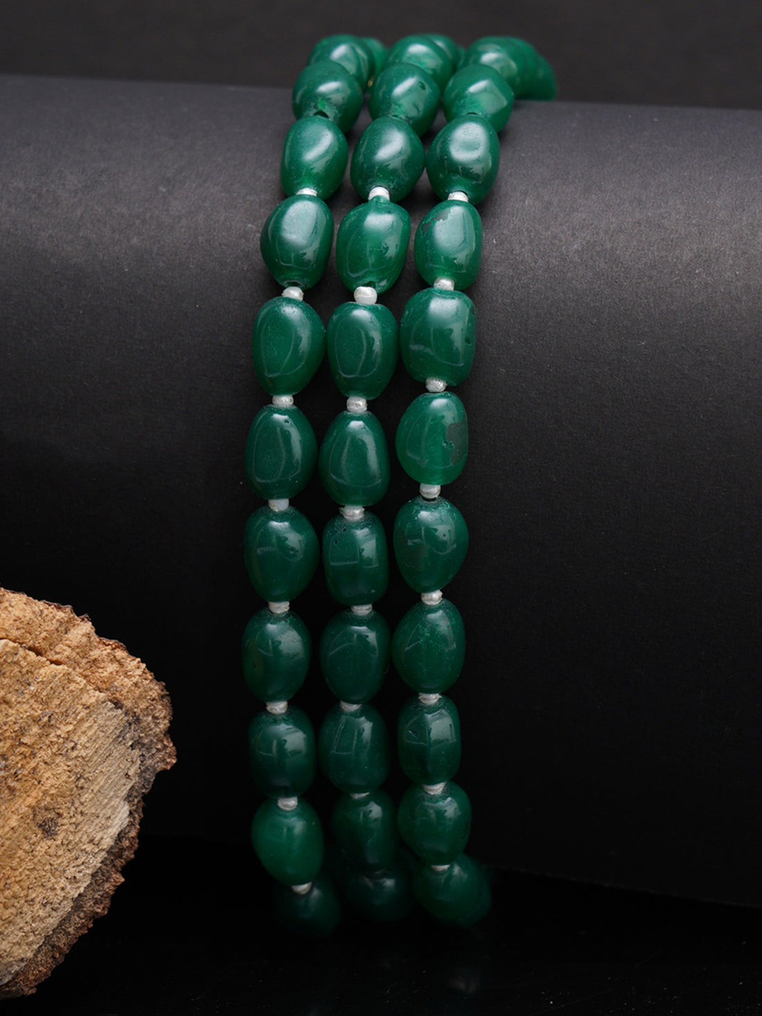 Green Stone Studded Beaded Choker Necklace