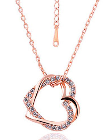 Rose Gold Austrian Crystal Studded Heart Shape Pendant