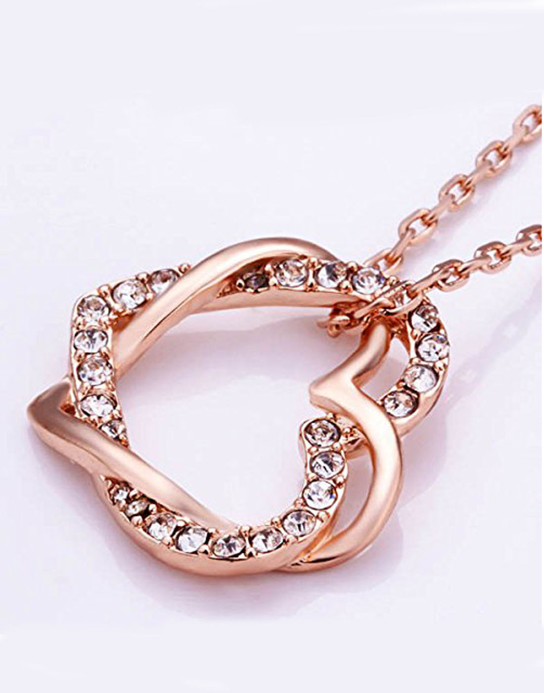 Rose Gold Austrian Crystal Studded Heart Shape Pendant