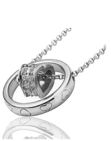 Platinum Plated American Diamond Studded Heart Shaped Pendant