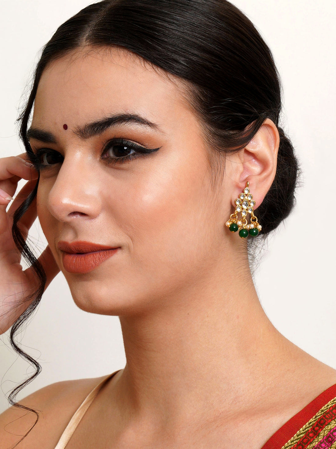 Karatcart Set of 4 Handcrafted Kundan Earrings Combo for Women