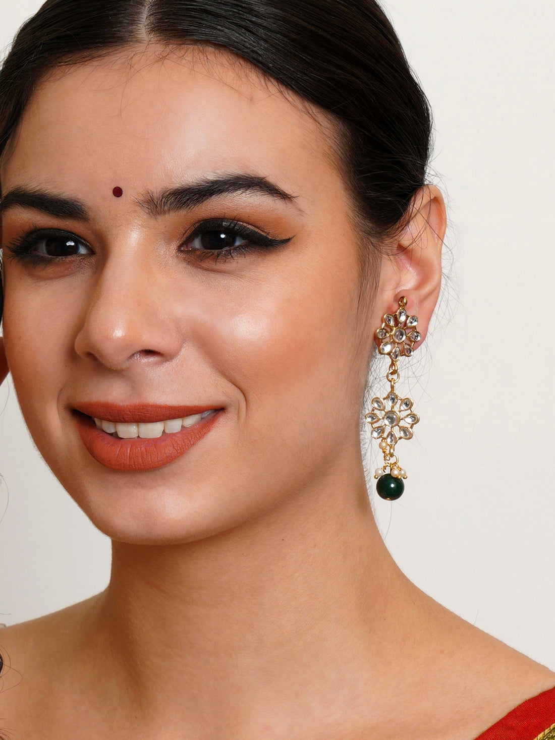 Karatcart Set of 3 Handcrafted Kundan Earrings Combo for Women