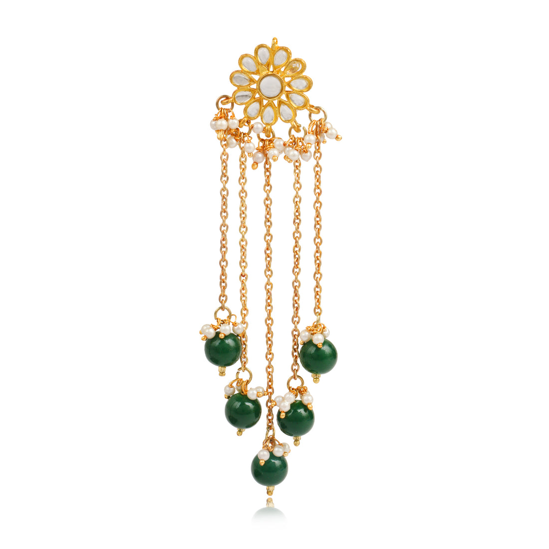 Karatcart Designer GoldPlated Green Tassel Earrings