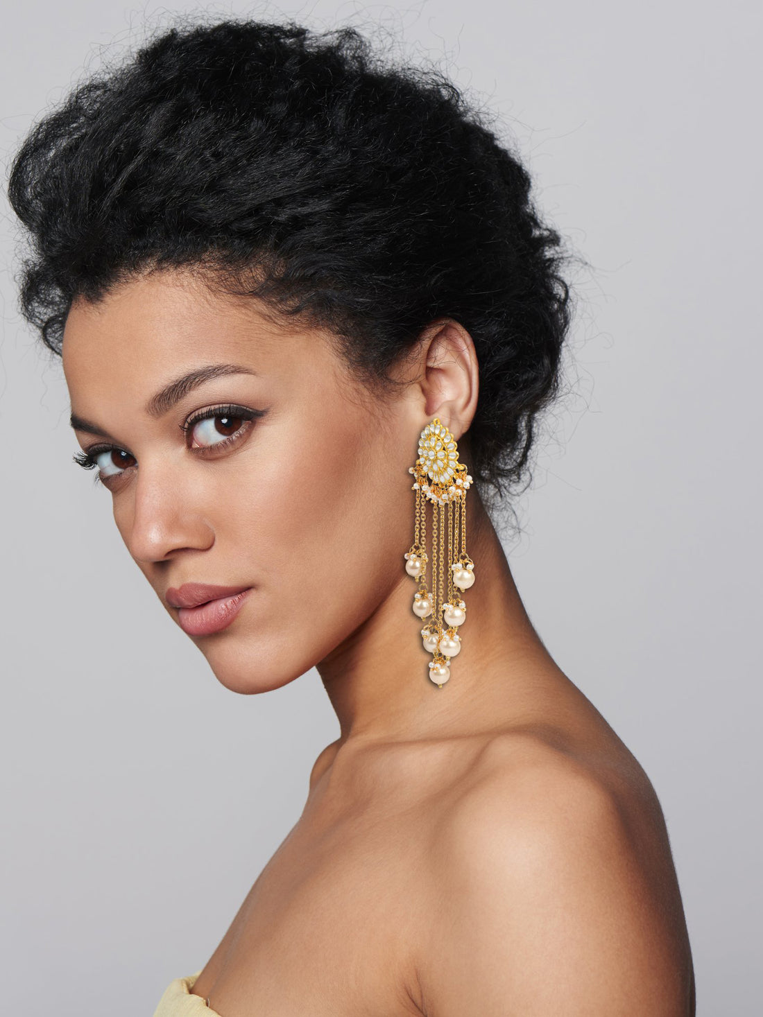 Designer GoldPlated Pearl Tassel Earrings