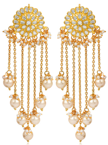 Designer GoldPlated Pearl Tassel Earrings