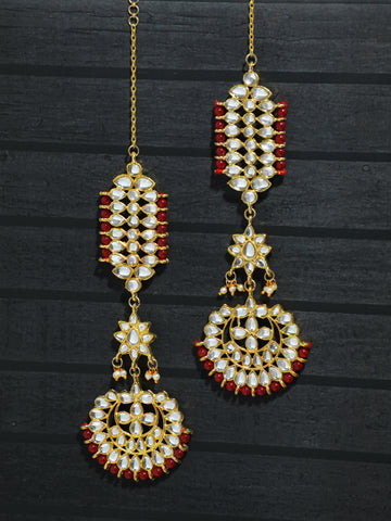 Kundan Red Kaanchain Earrings