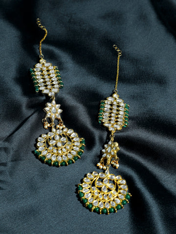 Kundan Dark Green Kaanchain Earrings