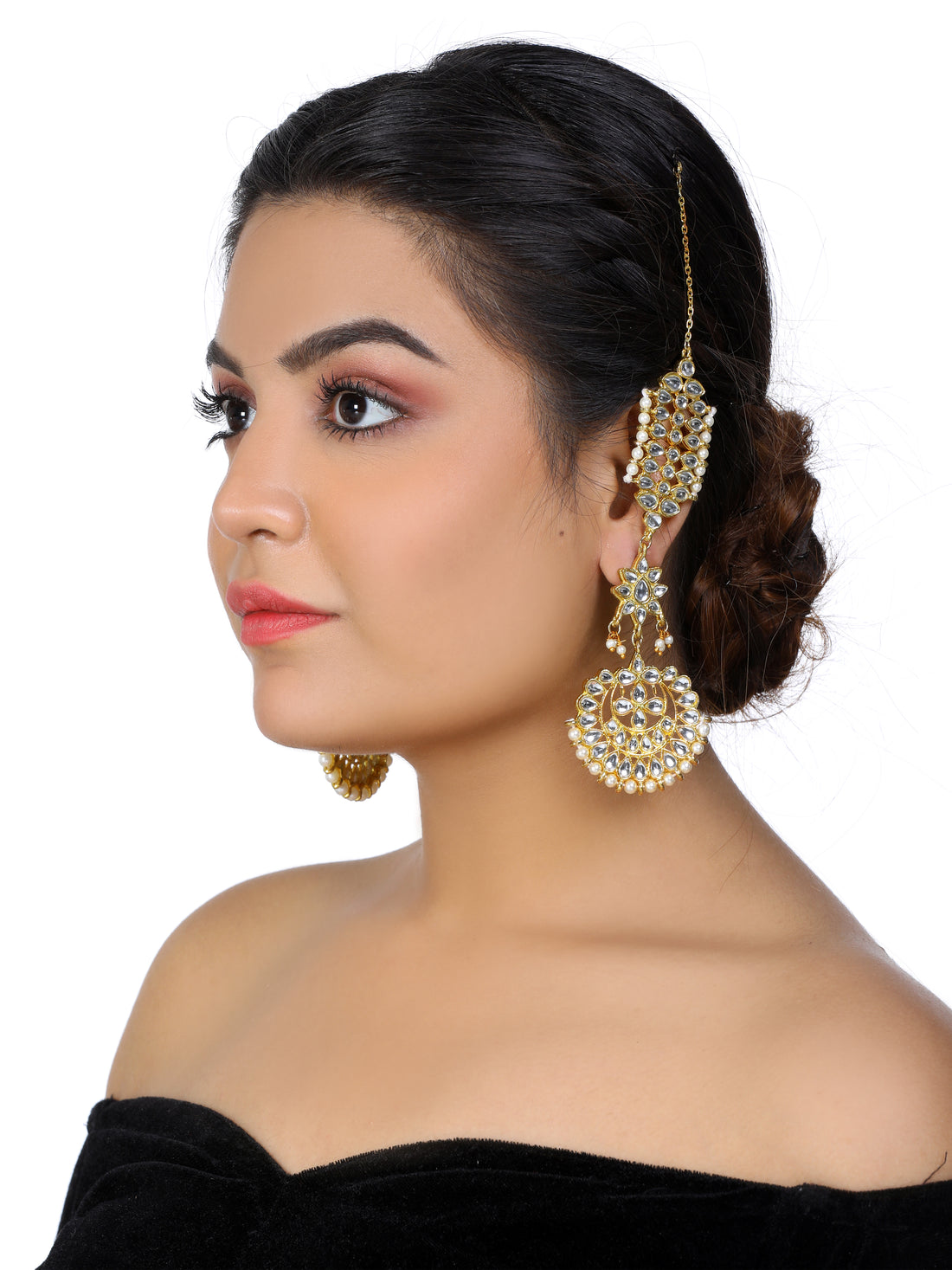 Kundan Gold Kaanchain Earrings