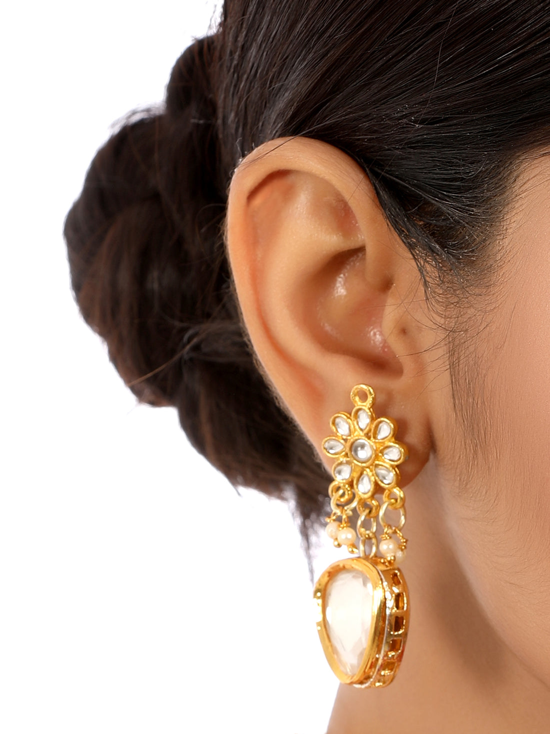 Gold Plated Polki Kundan Earrings