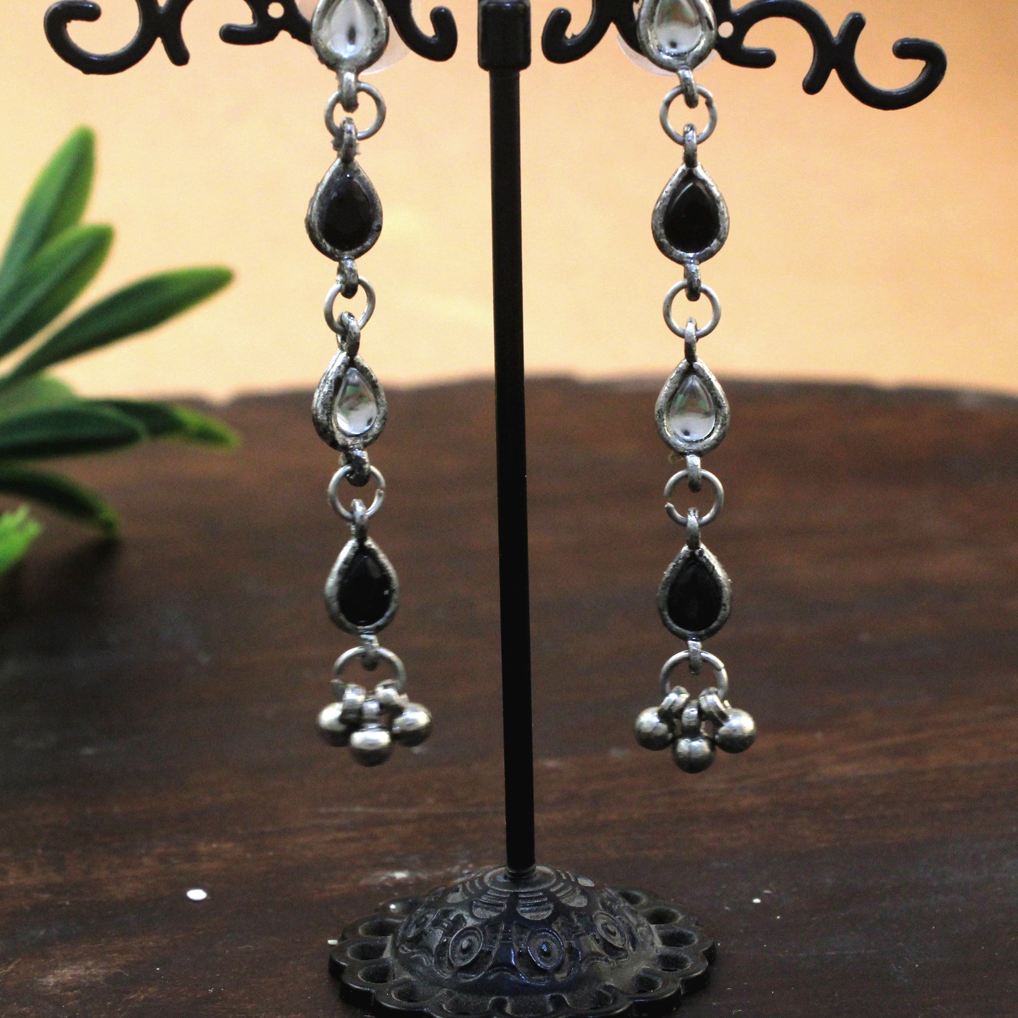 Oxidised Silver Stylish Dangler Earrings