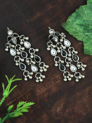 Oxidised Silver Plated Classic Afghani Drop Earrings