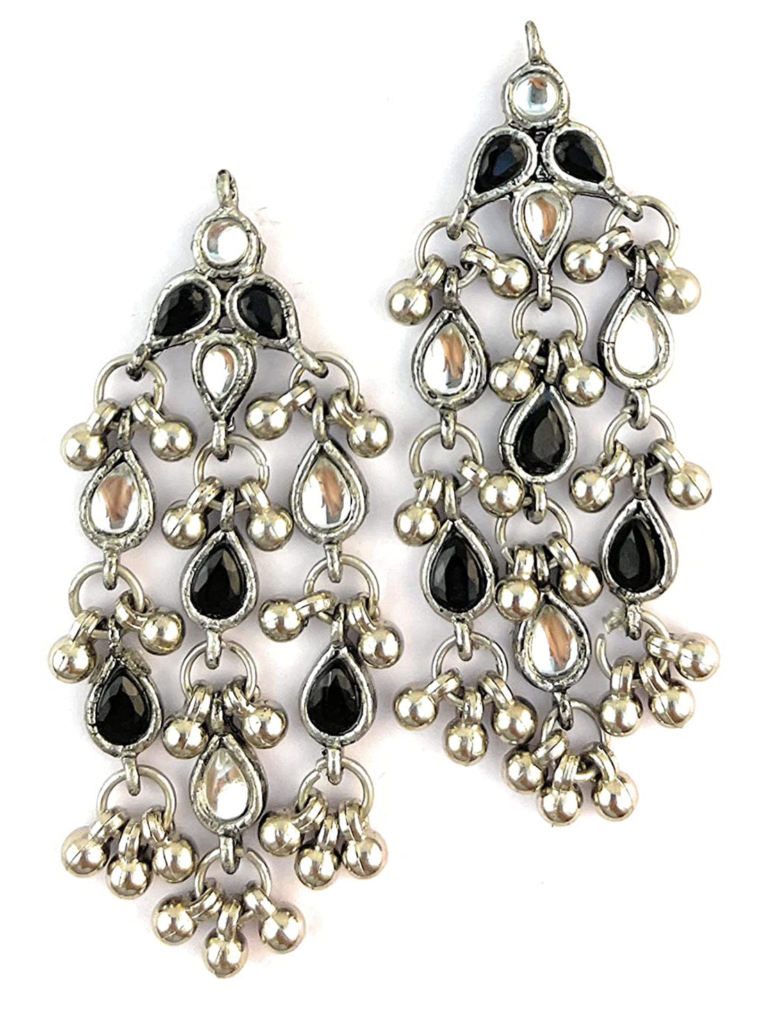 Oxidised Silver Plated Classic Afghani Drop Earrings