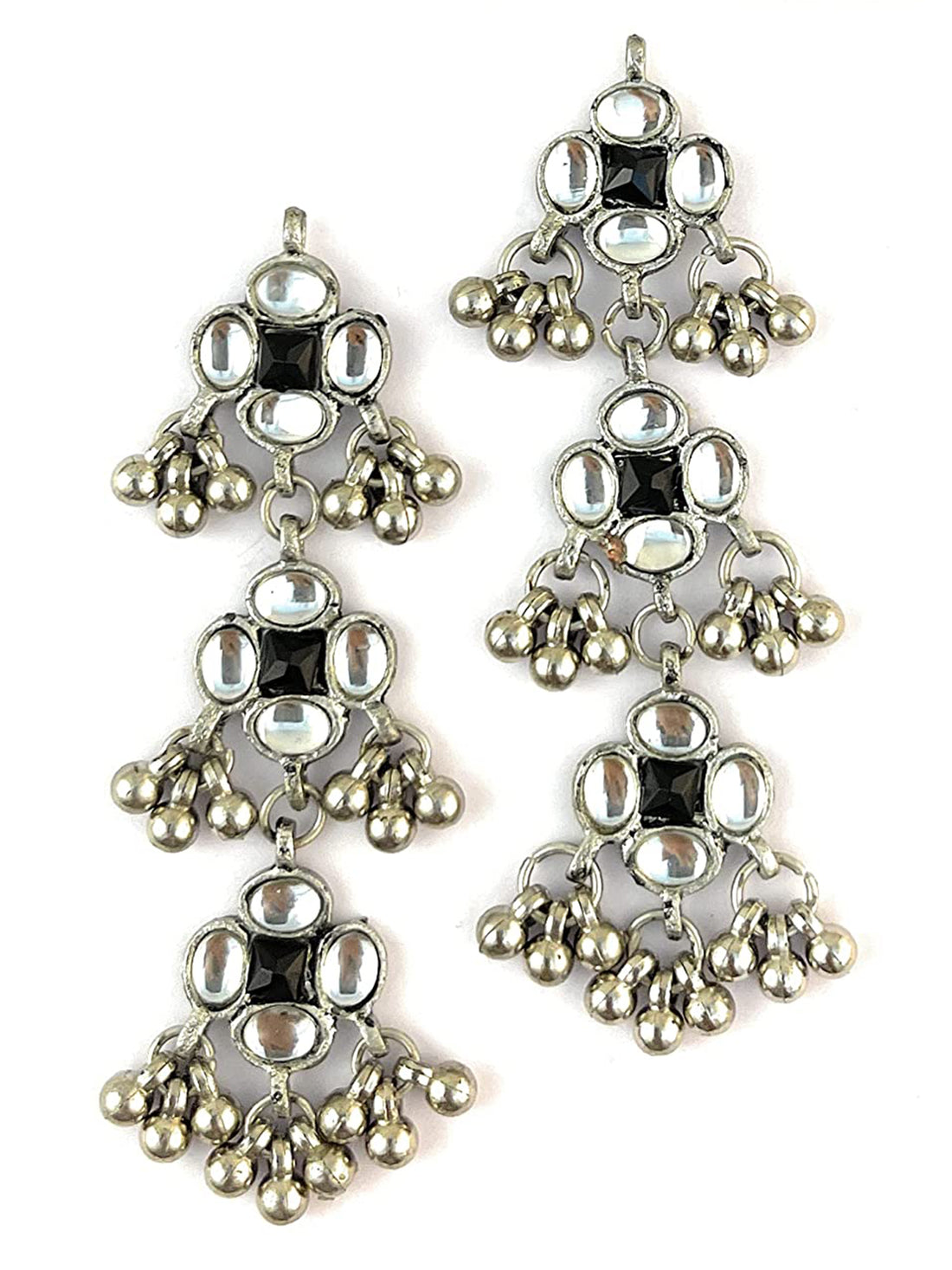 Oxidised Silver Plated Afghani Tribal Classic Drop Earrings