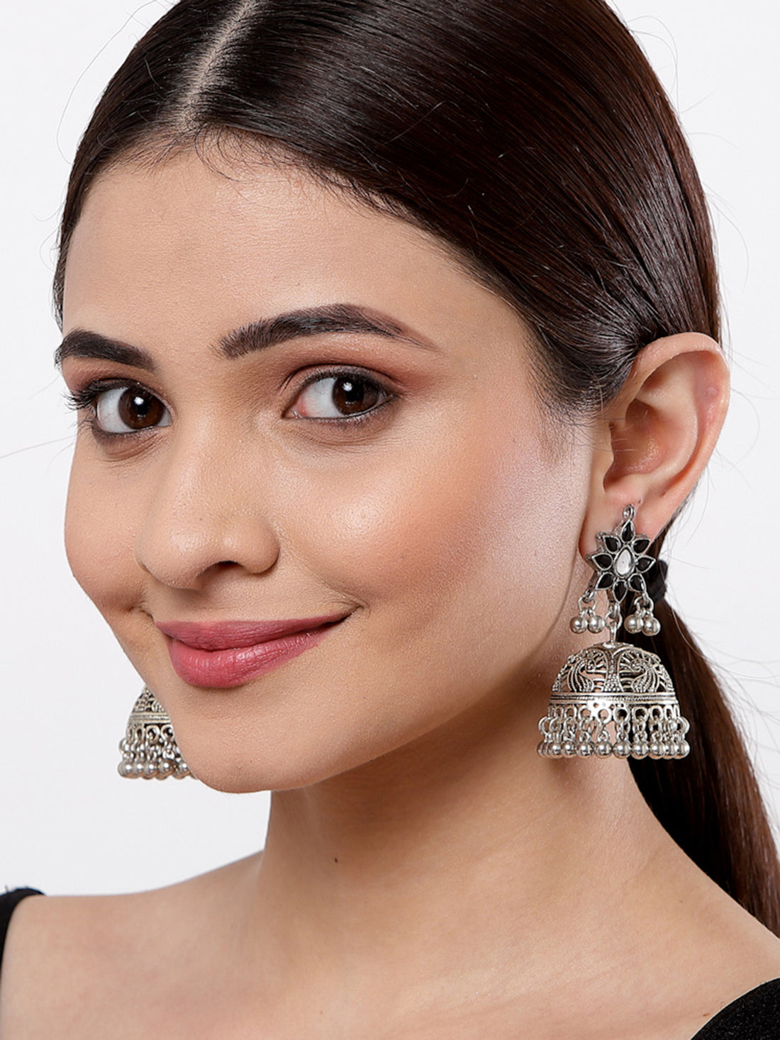 Oxidised Silver Jhumki Earrings