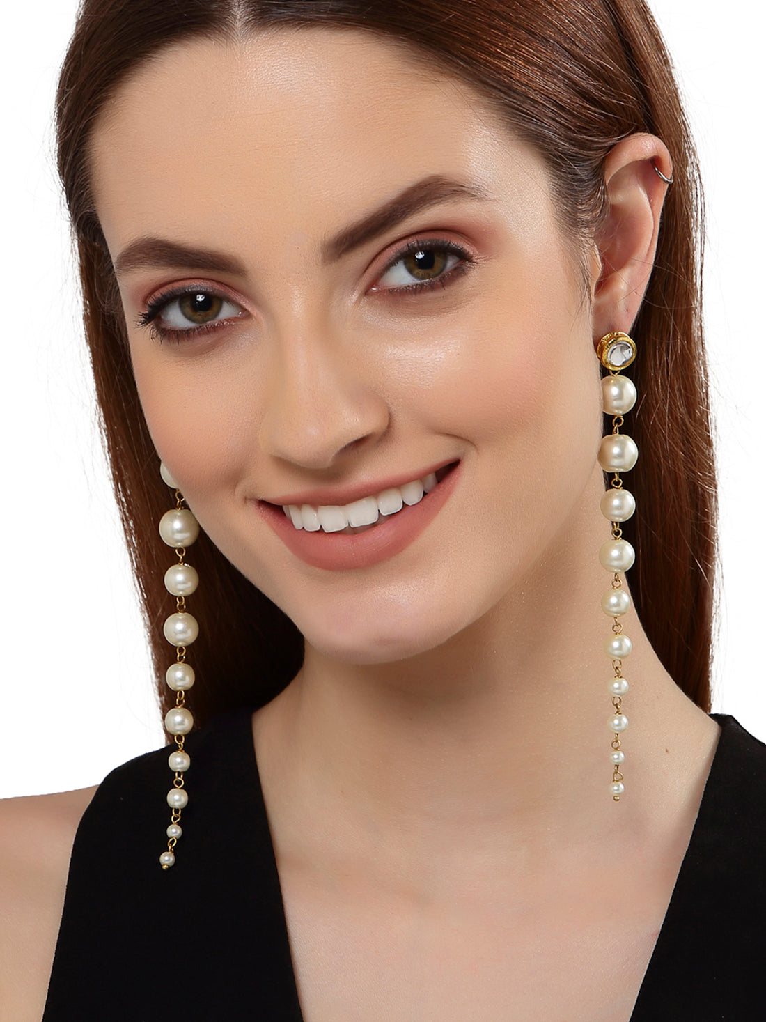 Pearl Gold Plated Dangler Earrings