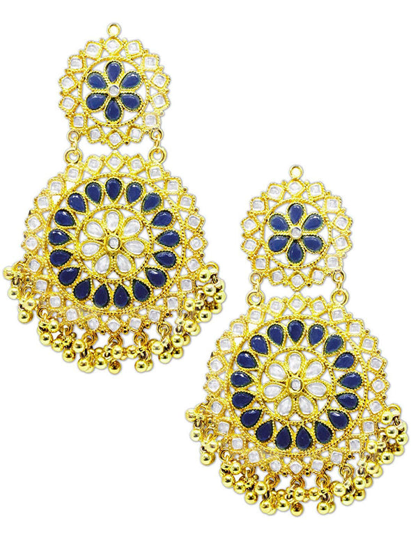 Blue Stone Kundan Earrings