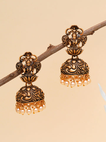 Karatcart Gold Plated Mata Laxmi Jhumki Earrings for Women