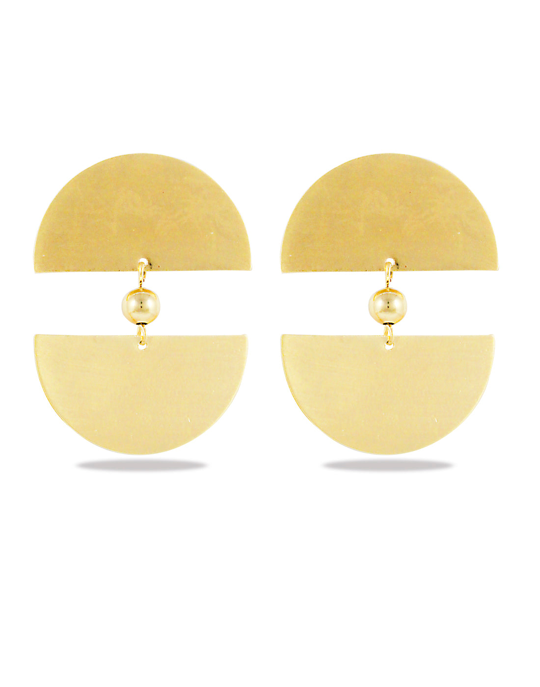 Semi Circular Textured Metal Plate Earrings by Karatcart