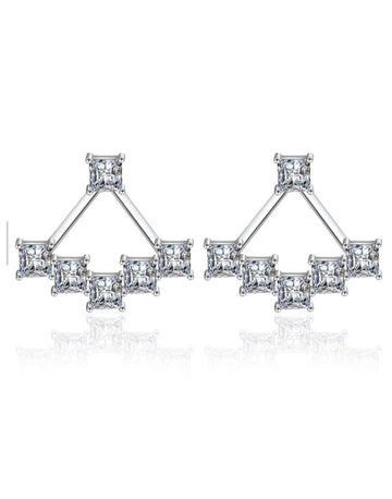 Platinum Plated Austrian Crystal Cuff Earrings