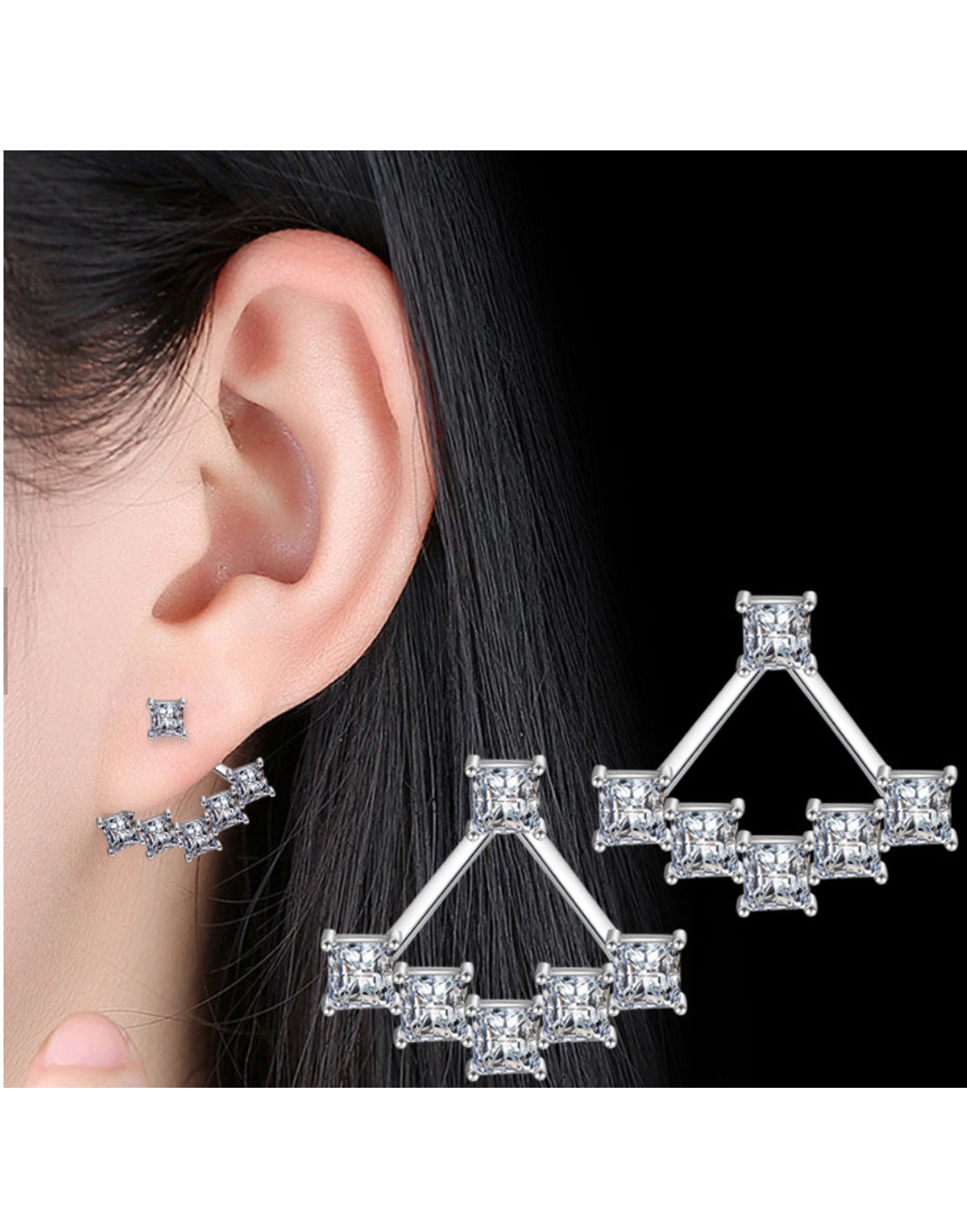 Platinum Plated Austrian Crystal Cuff Earrings