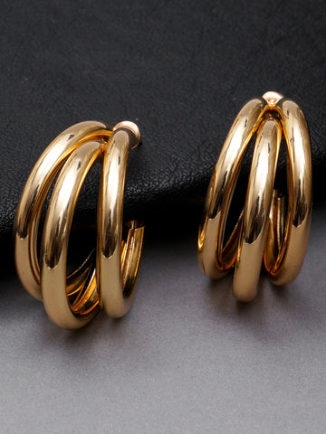 Gold-Toned Classic Half Hoop Earrings for Women