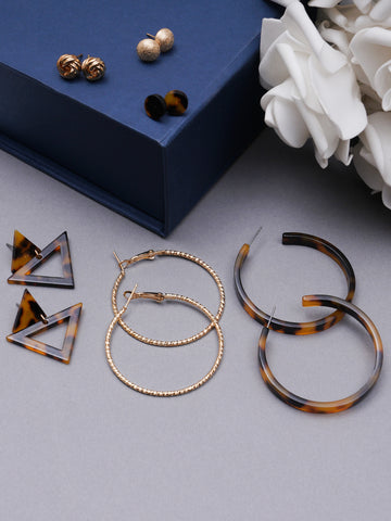 Set of 6 Rose Gold Plated Circular Hoop Earrings from Women