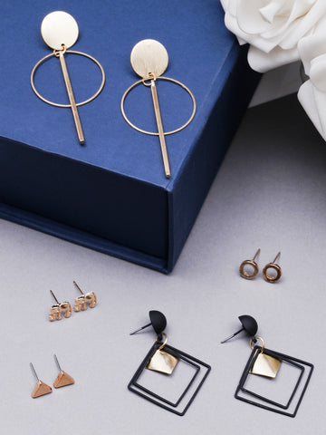 Set of 5 Gold Plated Earrings for Women