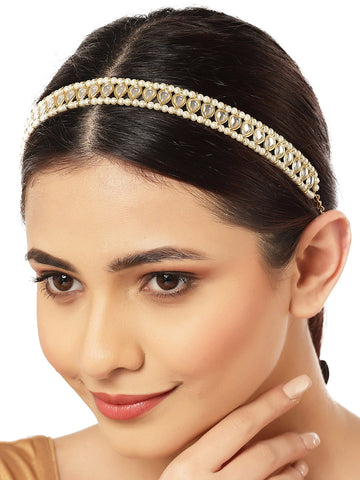 Women Gold-Toned & White Embellished Hairband