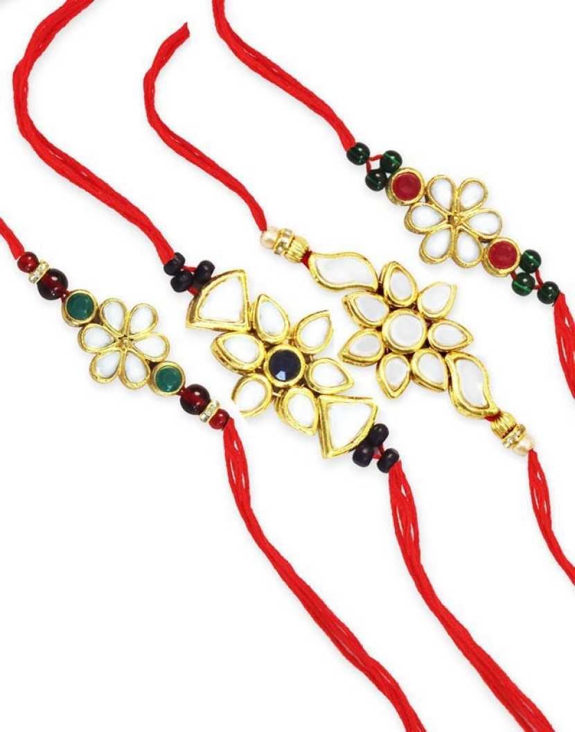 Karatcart Gold-Plated Kundan Rakhi Set of 4