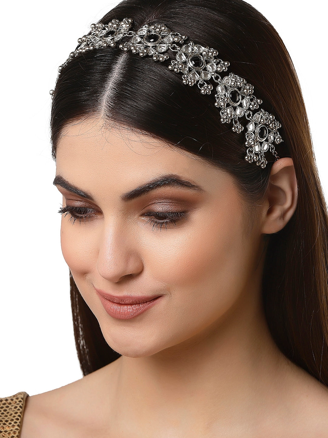 Women Black & White Embellished Handcrafted Hairband