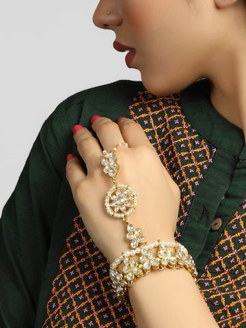 Traditional Gold Plated Kundan Hathphool