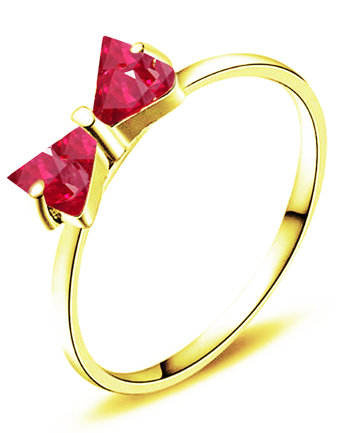 Gold Plated Trendy Elegant Austrian Red Crystal BOW Cut Ring