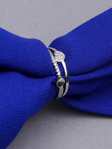 Platinum Plated Elegant Austrian Crystal Adjustable Ring