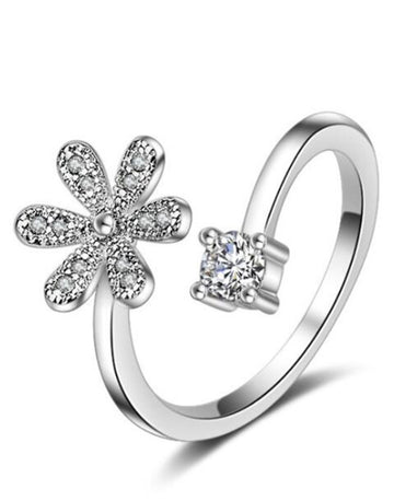 Platinum Plated Elegant Austrian Crystal Adjustable Ring