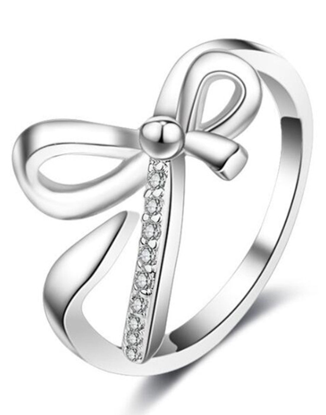 Platinum Plated Elegant Austrian Crystal Adjustable Ring