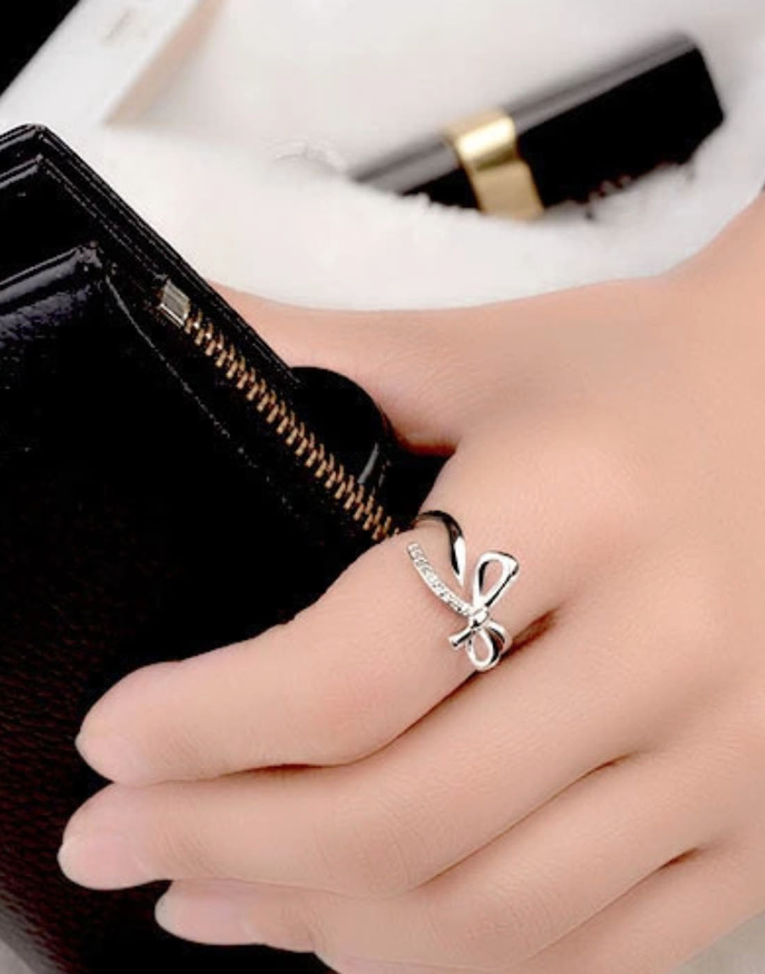 Platinum Plated Elegant Austrian Crystal Adjustable Ring