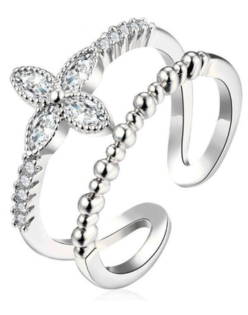 Platinum Plated Elegant Austrian Crystal Adjustable Ring