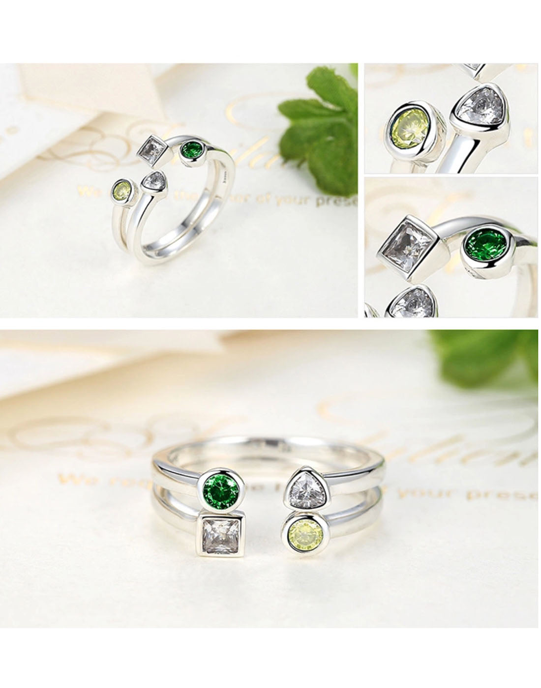 Platinum Plated Elegant Austrian Crystal Ring Set