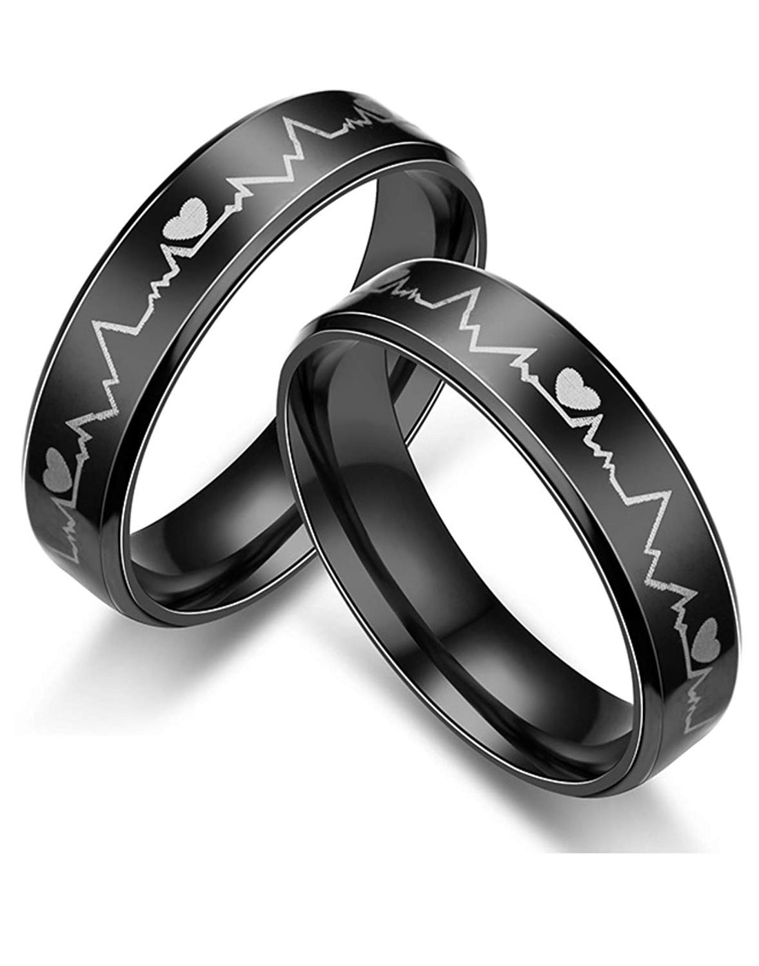 Valentine Gift by karatcart Black Titanium Couple Band Ring for Men and Women