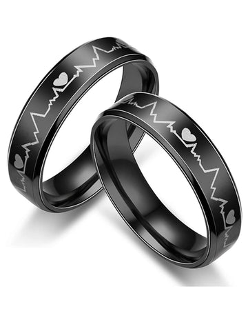 Black Titanium Elegant Couple Band Ring