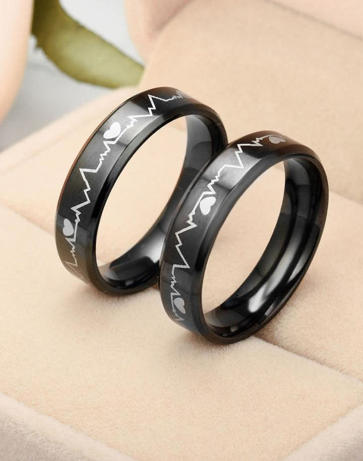 Black Titanium Elegant Couple Band Ring