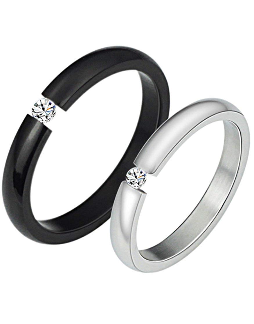 Valentine Gift by Karatcart Titanium Elegant Couple Band Ring